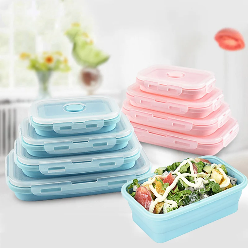 Cokytoop складной силикона Коробки для обедов Портативный Кемпинг Microwavable Bento Еда