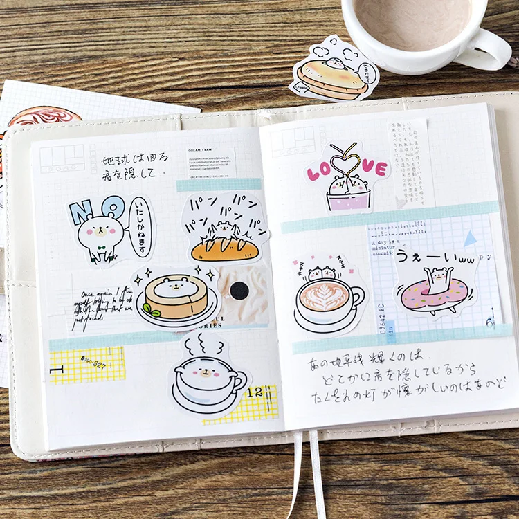 45 шт./кор. новая бумажная этикетка для дневника с изображением десерта медведя