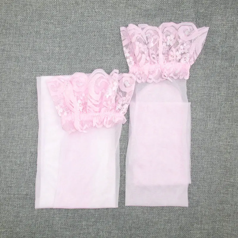 L pink Женские сексуальные чулки с прозрачным кружевным верхом, высокие носки до колена, нейлоновые чулки, женские чулки, черные, красные длинные носки - Цвет: L pink