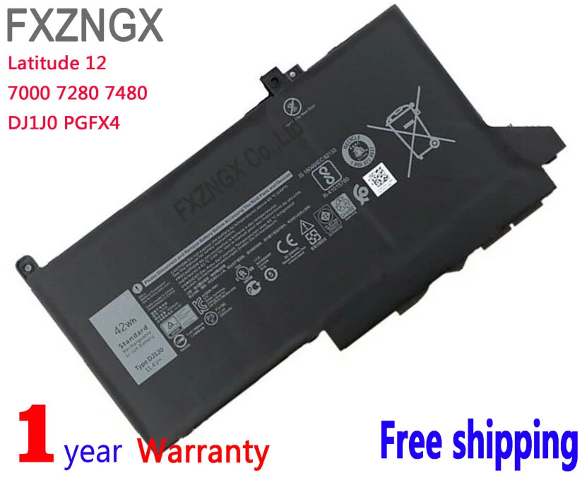 Оригинальный аккумулятор DJ1J0 42 Вт/ч для Dell Latitude 12 7000 7280 7380 7480 PGFX4 ONFOH OEM|Комплекты
