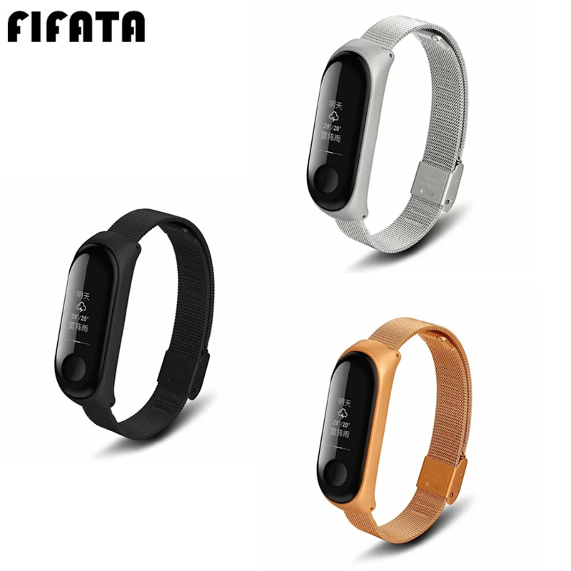 Металлический браслет FIFATA для Xiaomi Mi Band 3 ремешок из нержавеющей стали Miband Смарт