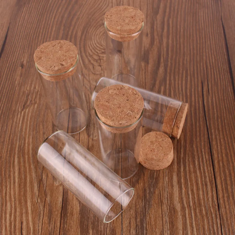 

48pcs Diameter 30x70mm 30ml 1OZ Transparent Glass Test Tube Terrarium with Cork Stopper Spice Storage Bottle Container