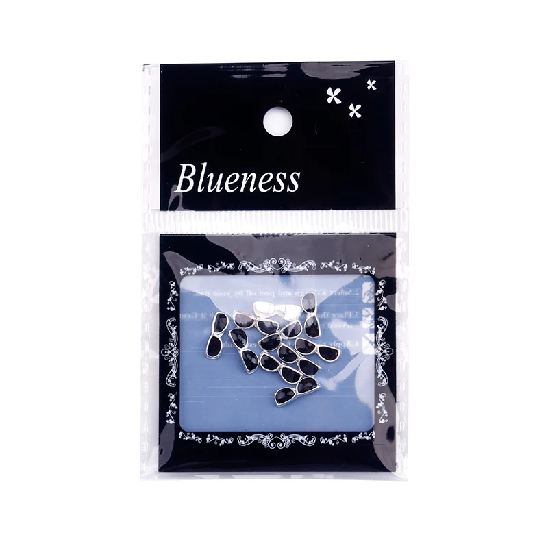 Blueness 10Pcs/Pack New 2015 Whole Black Sunglasses Rhinestone 3D Nail Art Decorations DIY Alloy Nails Tools Top TN1031|rhinestone 3d|alloy nail3d