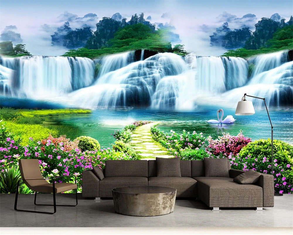 

Beibehang Photo wallpaper for walls 3 d Flowers Trees Falls Landscape Scenery Background Paintings papel pintado pared wallpaper