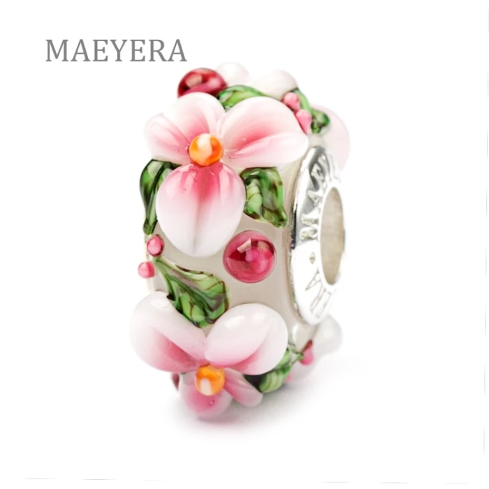 MAEYERA Аутентичные 925 Серебряные сердечники персиковые розовые стерео лепестки