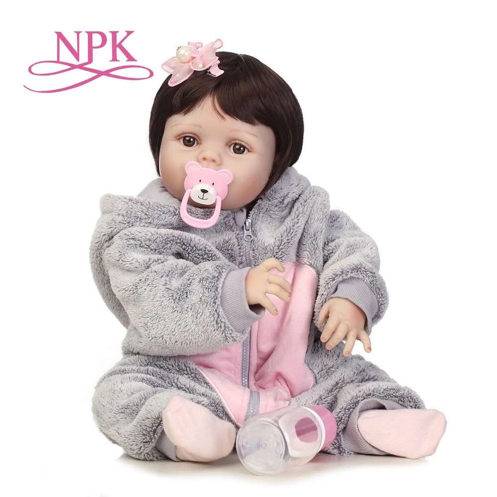 NPK 56 см реалистичные bebe bonecas полностью силиконовые детские куклы для девочек с