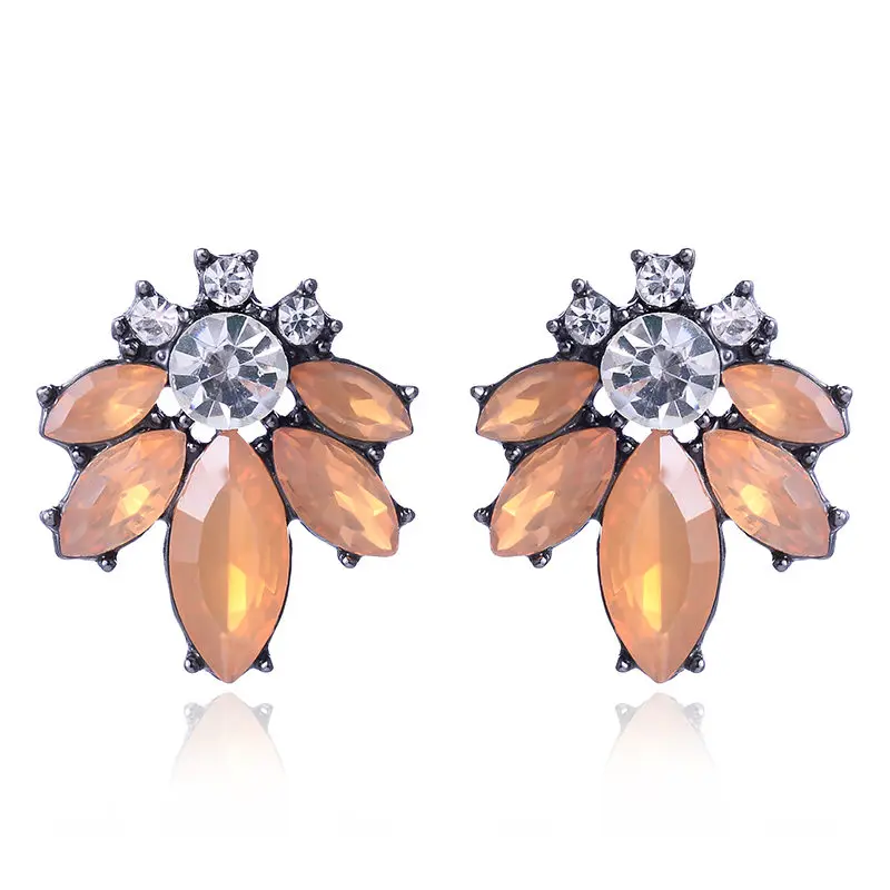opal orange Любовь Цвет Фул Кристалл Камень Для женщин пирсинг серьги Стразы инкрустированные серебром Цвет металла серьги-гвоздики в рождественской тематике, подарок, ювелирное изделие - Окраска металла: opal orange