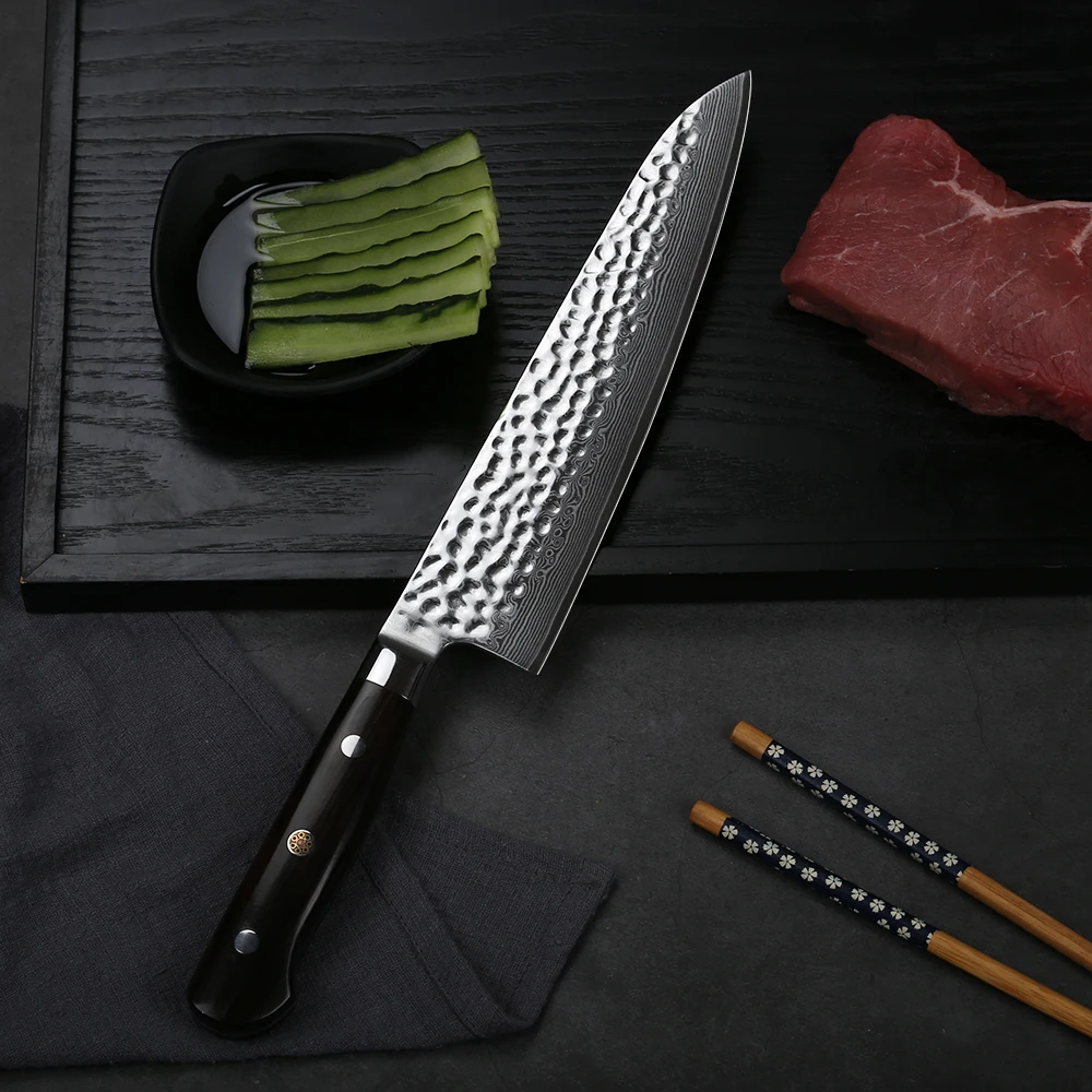 TURWHO 8,2-дюймовый дамасский поварской нож качественный нож gyuto 67 слой японский дамасский кухонные ножи из нержавеющей стали черное дерево РУЧКА