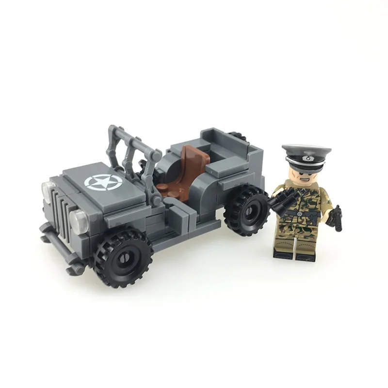 Новинка WW2 немецкая армия военные фигурки блоки Уиллис джип зенитная пушка детали оружия строительные блоки кирпичи игрушки для детей