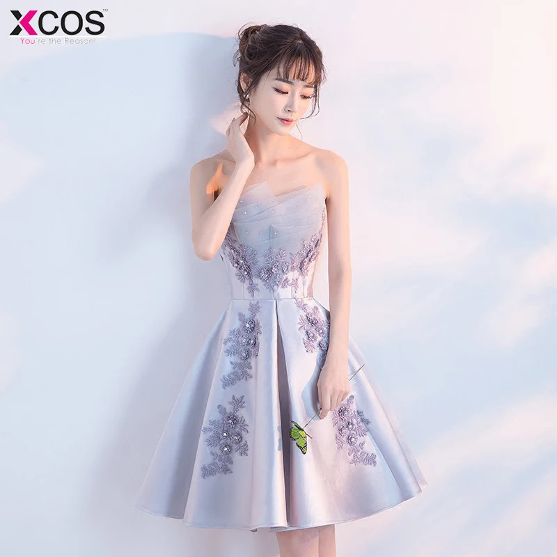 Vestido Curto реальное изображение дешевые серебристо серые кружевные короткие