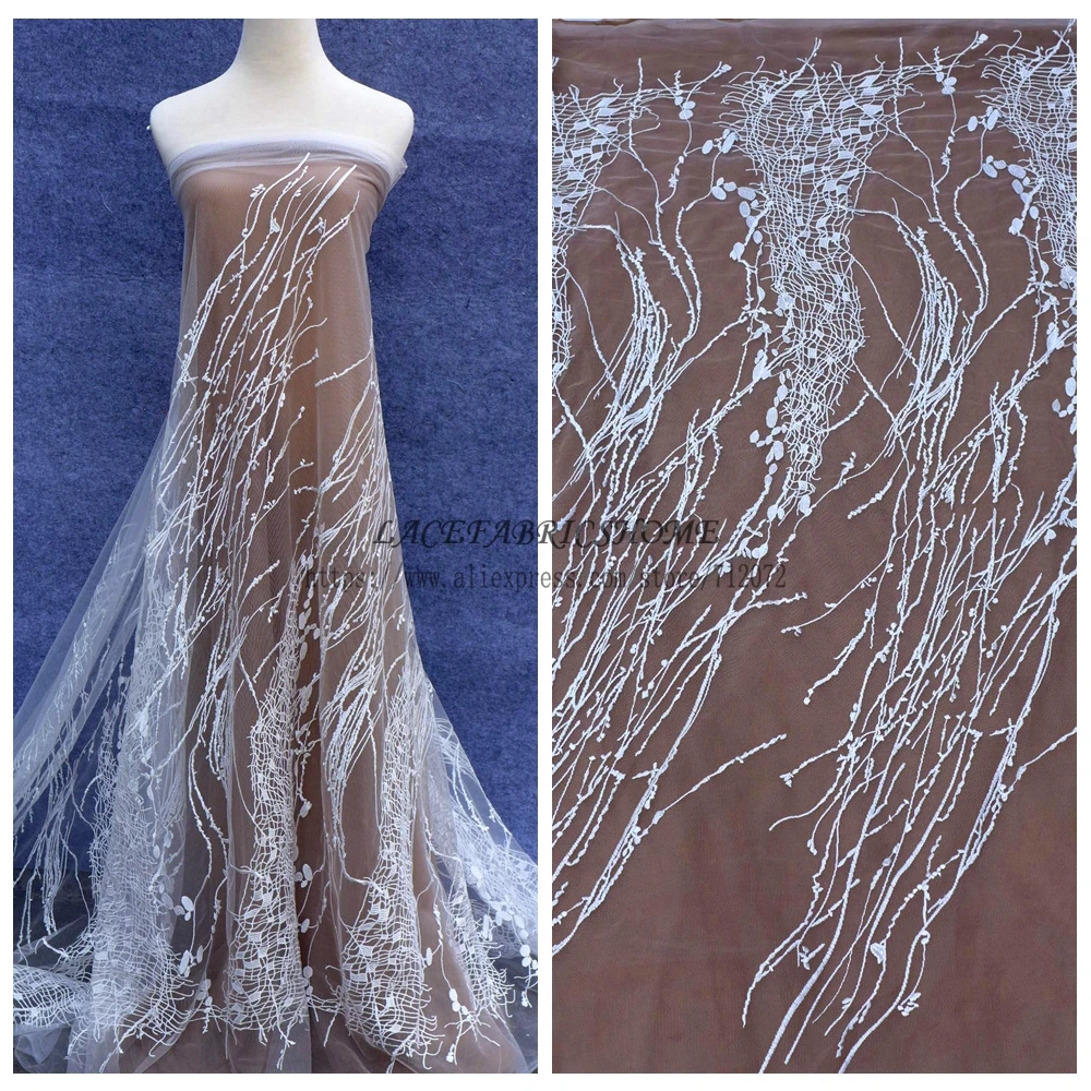 Лидер продаж модная Стильная белая сетчатая ткань из вискозы простая кружевная