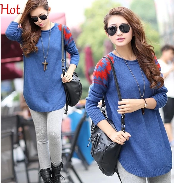 Hot Korean Womens Sweater Loose Long Sleeve Pullover Irregular Sweaters Autumn Outerwear Knitting Coat Colors SV006322 | Женская одежда