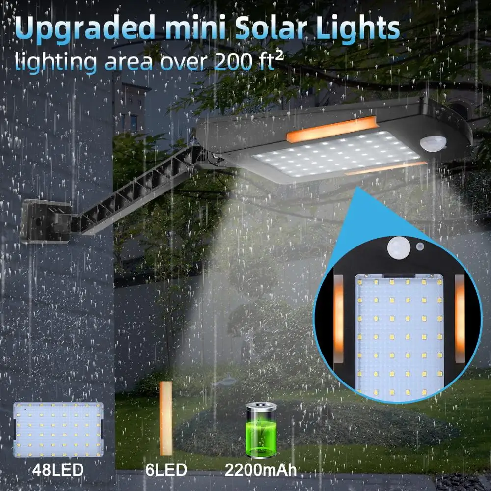 48LED + 6Led солнечный светильник наружный индукционный для человеческого тела IP65