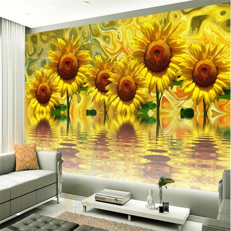 

beibehang Custom 3d wallpaper modern simple warm yellow sunflower flower wallpaper background wall decoration