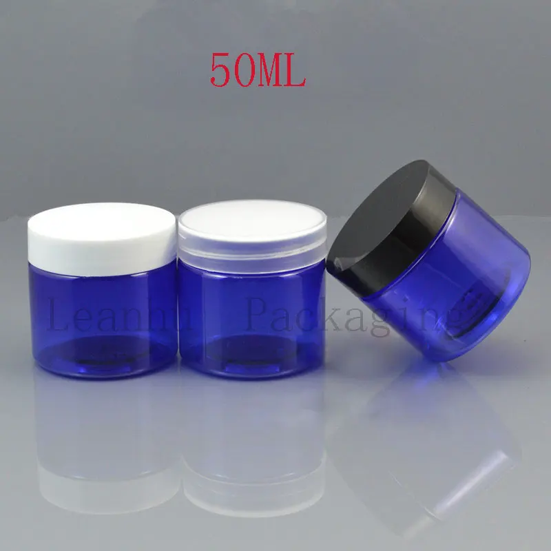 

Синяя пластиковая банка для крема, 50 г, бутылочка для крема/маски/лосьона для тела, пустой косметический контейнер (50 шт./лот)