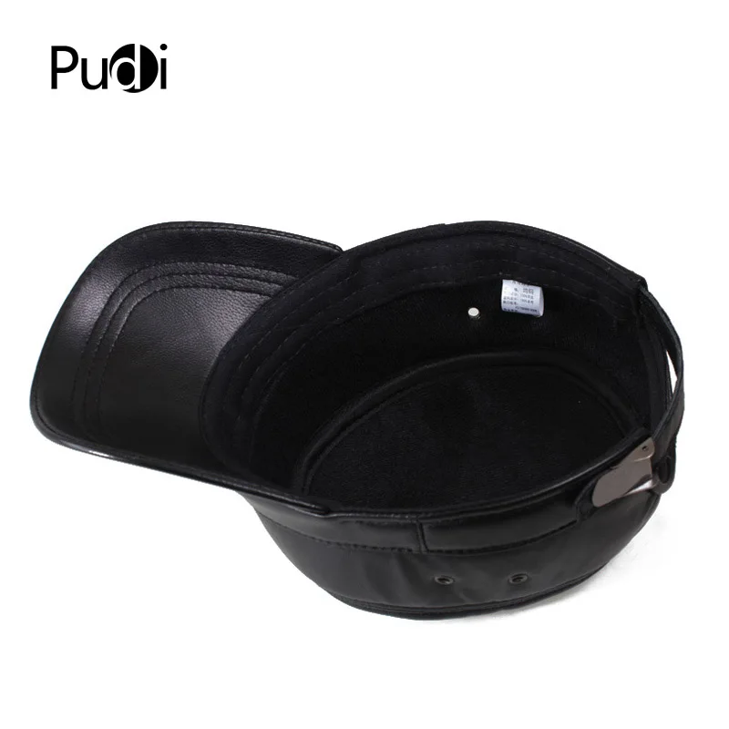 HL7071 genuine leather men baseball cap hat brand new  men's real leather adult solid adjustable army hats/caps
