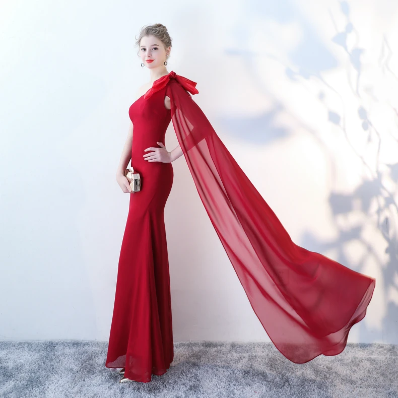 Женское вечернее платье Русалка Robe De Soriee белое элегантное на одно плечо с большим