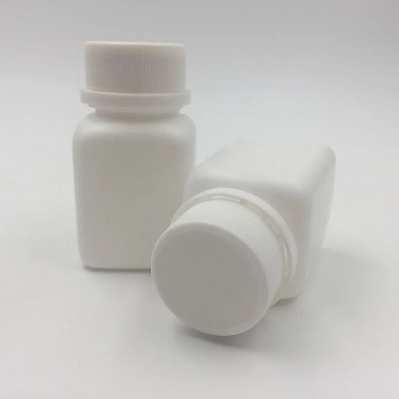 100 шт./лот 30 мл 30cc пластик квадратный HDPE Белый таблетки бутылка спецодежда медицинская контейнер с колпачок с индикацией вскрытия для спецодежда медицинская упаковк