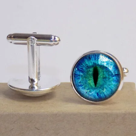 

Fashion 1Pair/lot Cat Eye Animal Dragon Eyeball mens Cufflinks Vintage Cufflink Wedding bronze steel jewelry rings