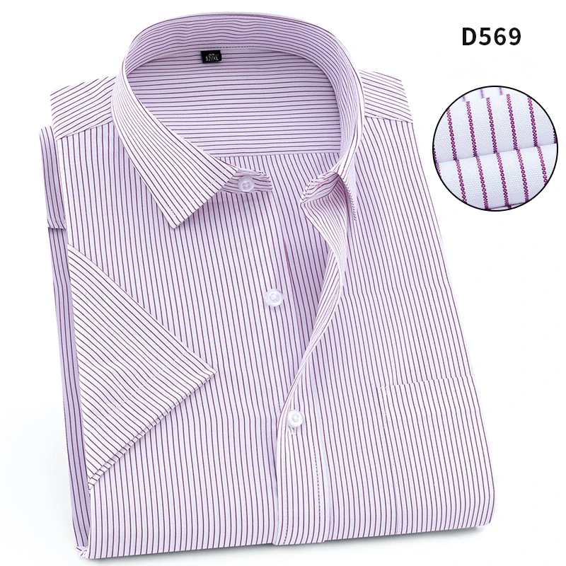 D569 Большие размеры 8XL, мужские летние рубашки с коротким рукавом, деловые рубашки для мужчин, большие 7XL, легкая забота, светская Мужская одежда, карьера, 6XL, дышащая - Цвет: D569