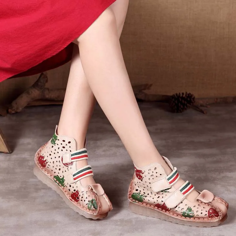 Женские кожаные ботинки сандалии повседневная обувь на плоской подошве женские