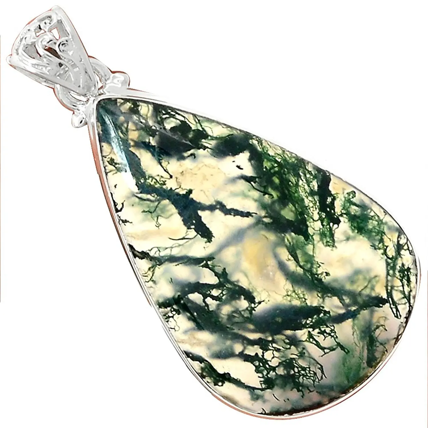 

Подвеска Lovegem из настоящего Мохового агата, серебро 925 пробы, 55,8 мм, AP3559