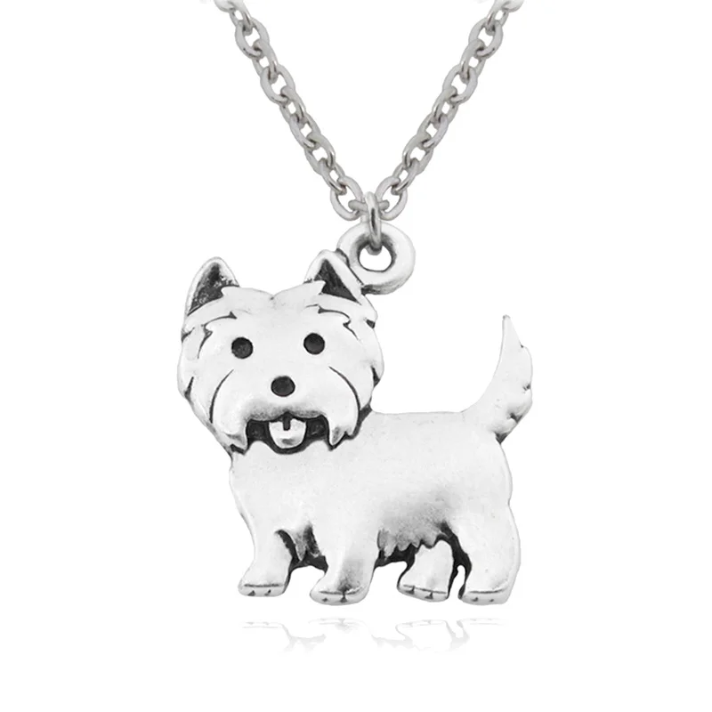 Fei Ye Paws, женское ожерелье, Westie, подвески, Boho, медные, металлические, собачьи подвески, ожерелье s, длинная цепочка из нержавеющей стали, ожерелье для девочек - Окраска металла: Right Necklace