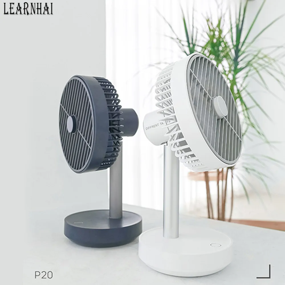 LEARNHAI P20 4-Скорость Регулируемый небольшой настольный бесшумный вентилятор USB DC 5V В комплект входят 3 лезвия кулер с 4000 мА/ч, Перезаряжаемые литиевая батарея