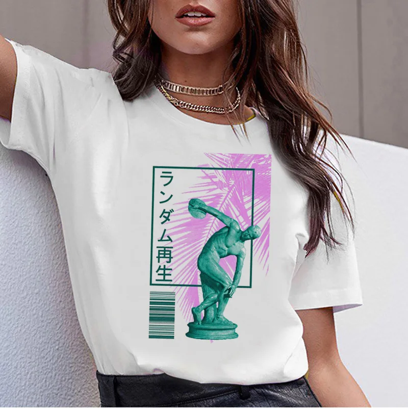 Эстетика vaporwave, футболка, графическая футболка для женщин, harajuku, женская,, футболка в стиле хип-хоп, корейский топ, летняя, 90 s, повседневная - Цвет: 2522