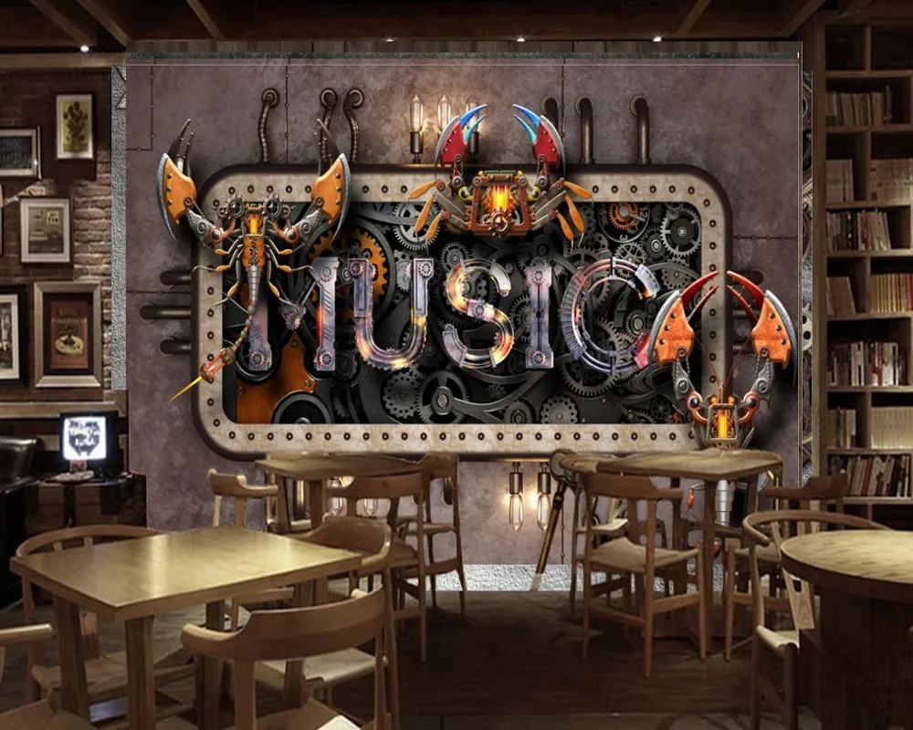 Бесплатная доставка пользовательские 3D фотообои для ресторана Ретро Винтажные