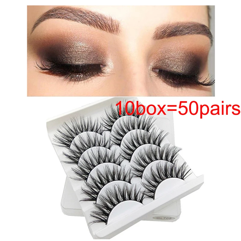 10box 50pairs 10 коробок = 50 пар натуральные накладные Искусственные ресницы длинный макияж 3d накладные ресницы из норки ресницы норки для женщин наивысшего качества - Цвет: 10box 50pairs