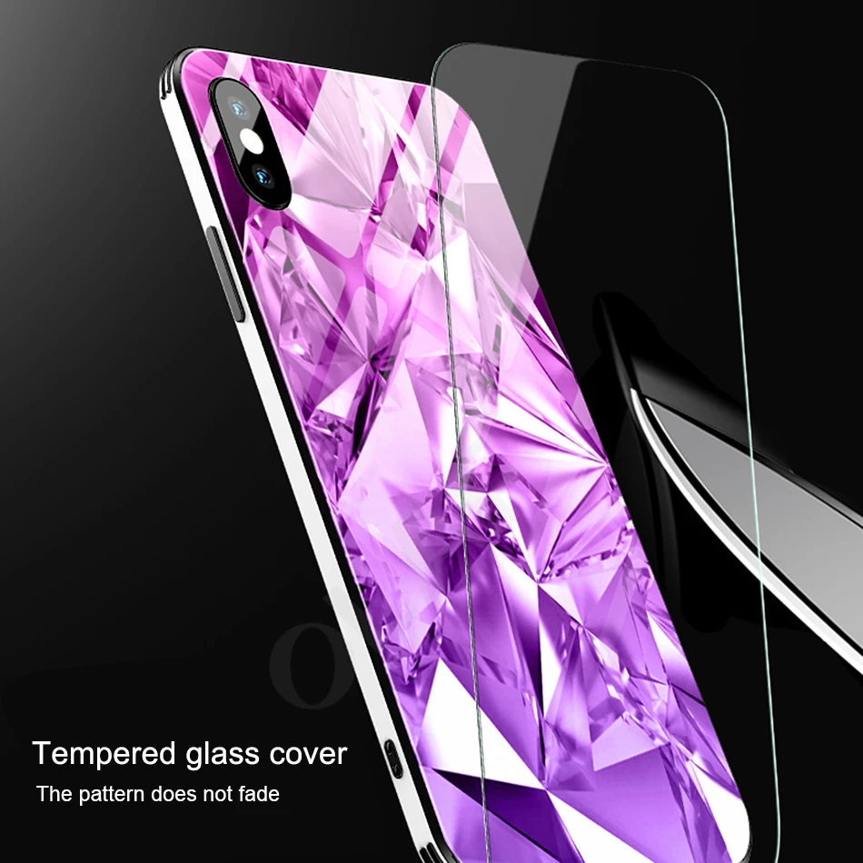 Роскошный чехол из закаленного стекла для iphone 7 8 Plus X стеклянный металлический