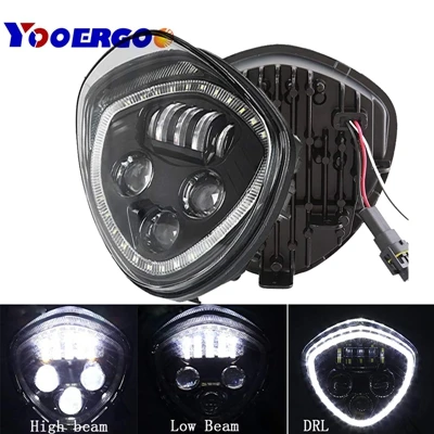BLACK DRL Победный светодиодный налобный фонарь с Halo Angel Eye DRL светодиодный налобный фонарь для 07-17 Version мотоциклетный крейсер Cross Road кантри-черный(CHROM - Цвет: BLACK DRL