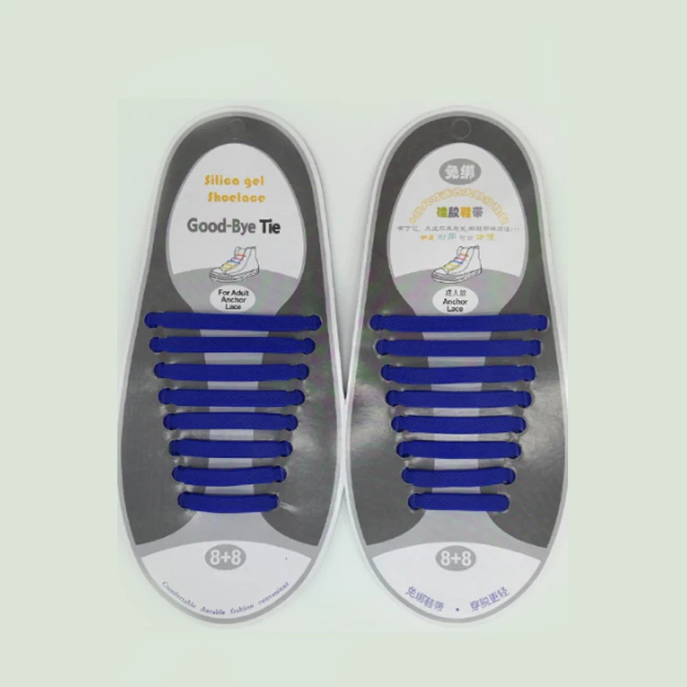 8 пар/компл. силиконовые шнурки для взрослых Многофункциональный shoelacesal эластичная обувь с гирлянды светодиодные шнурки без завязок; для малышей; ботинки со шнурками; - Цвет: Синий