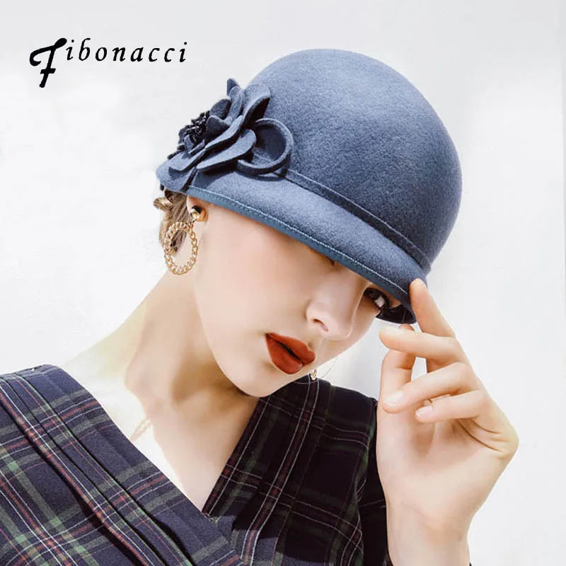 Fibonacci 2017 новая Женская шерстяная фетровая шляпа элегантные женские маленькие