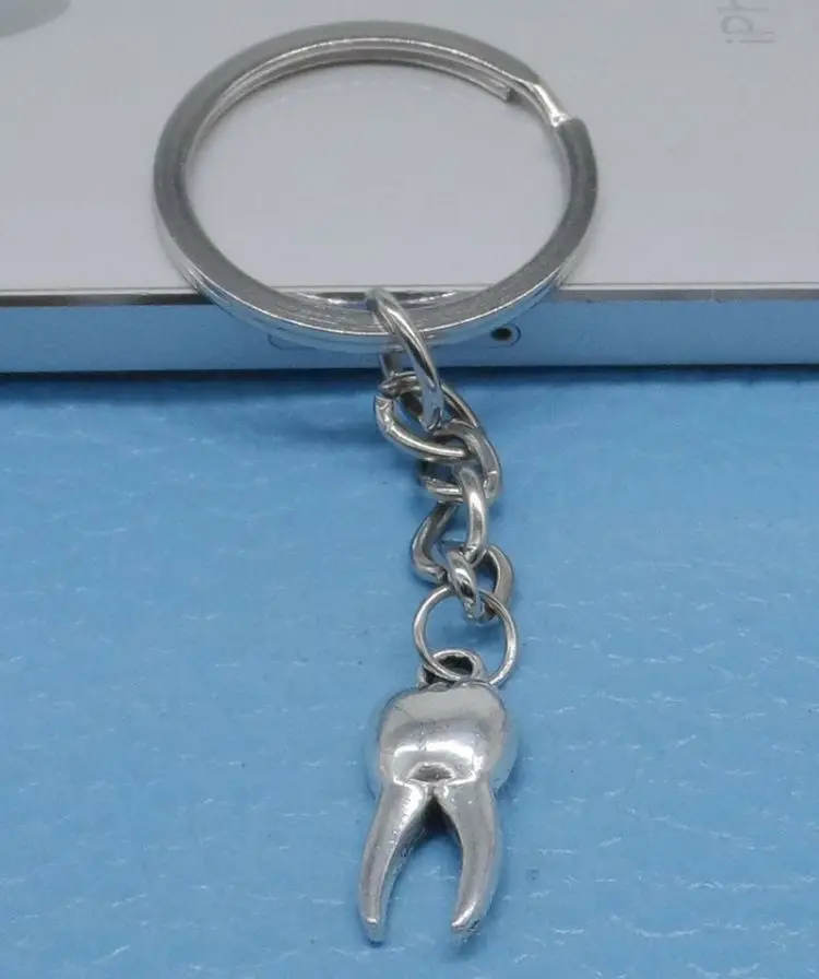 Бесплатная доставка 1 шт. брелок для ключей ювелирные изделия посеребренные зубы