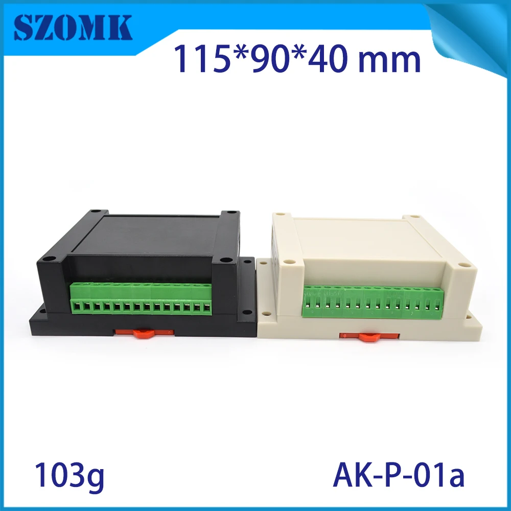 4 шт./лот din rail project box корпус в черном цвете шкафа для diy дизайна 115x90x40 мм с разъемами