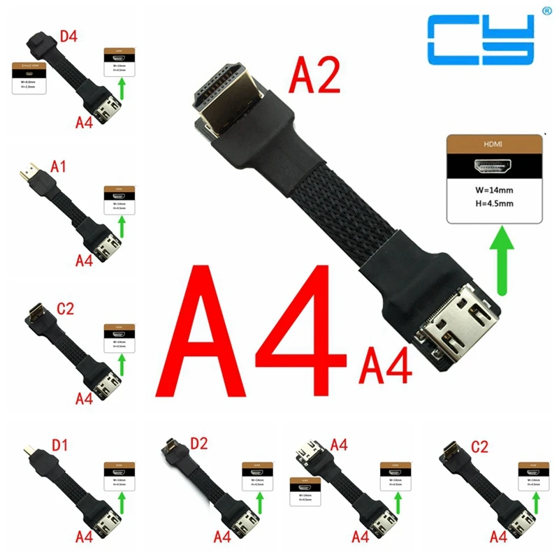 FPV HDMI совместимый с женским Mini Micro экранированный FPC плоский кабель 4k 5 см 50 для