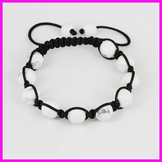 Fashion White Howlite Gems Stones Beads Macrame Bracelet Handmade Braiding Adjustable Bangle Unisex | Украшения и аксессуары