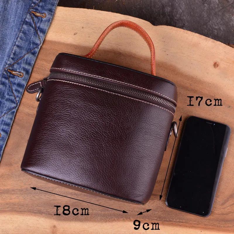 EUMOAN Retro leather Bucket Bag Handbags Women fashion cowhide Leather Shoulder Messenger Bags Lady Panelled Crossbody | Багаж и сумки