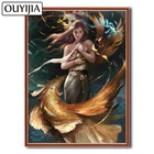 Алмазная 5D картина OUYIJIA сделай сам с изображением русалки, красивая вышивка, алмазная вышивка крестиком стразы, мозаика, сирена, украшение для дома, рыба