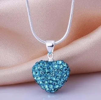 New Shamballa Wholesale free shipping crystal heart pendant necklace Micro Pave CZ Disco Ball Bead jewelry NSN07 | Украшения и