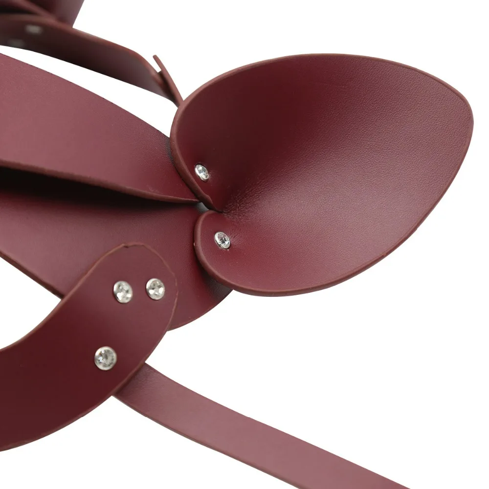 SM Черная мягкая из искусственной кожи полный проводов капюшон маска Blindfold бандаж