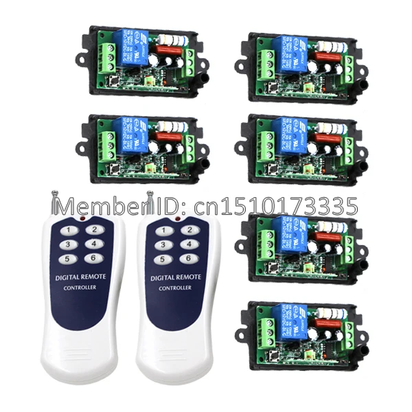 Бесплатная доставка новинка 2 передатчика и 6 приемников 110 В 220 10 А 1 канальный