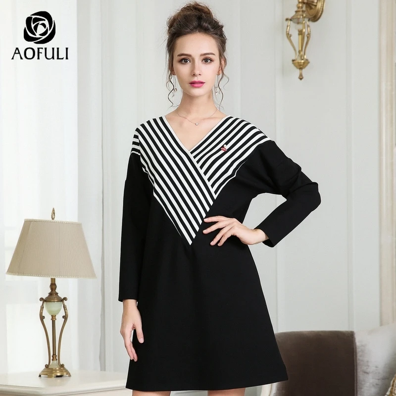 L ~ XXXL 4XL черно-белые платья в полоску с принтом плюс размер женское короткое