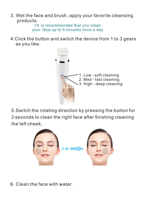 Electric Facial Cleansing Brush3 in 1 Facial Spin Brush Tiktok Portable Luna Mini Massage Waterproof Tightening Deep CleanTool