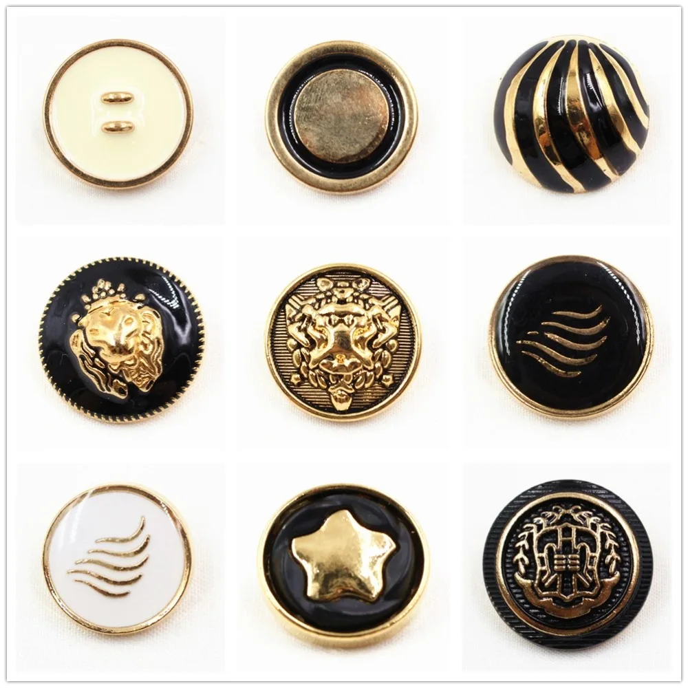 10 шт. 25 мм Классические Модные металлические кнопки с золотым значком материалы