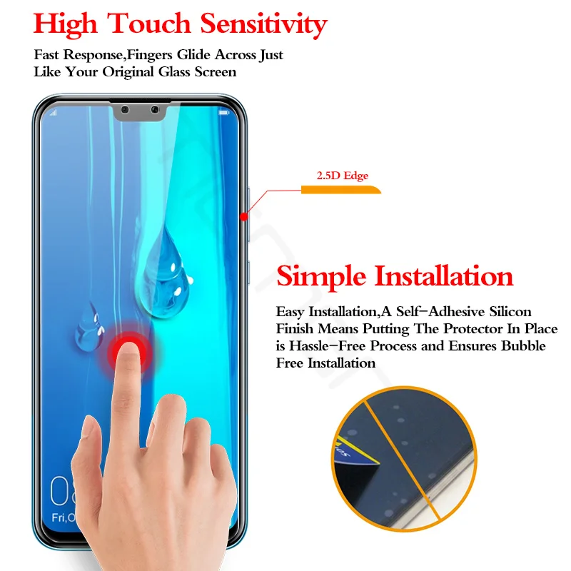Для Huawei Y7 2019 закаленное стекло pro защита экрана 9H 2.5D тонкая защитная пленка
