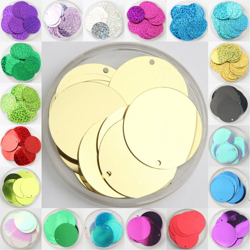 ISequins 30 мм 40 мм 50 мм блестки для Craft большие круглые Блестки блестка Lentejuelas с 1 боковое отверстие DIY швейная фурнитура - изображение