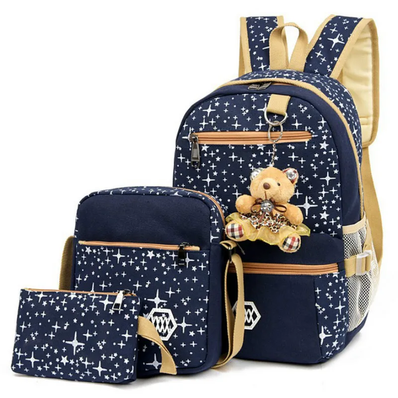 Новинка 2019 комплект из трех предметов рюкзаки для девочек женские корейские